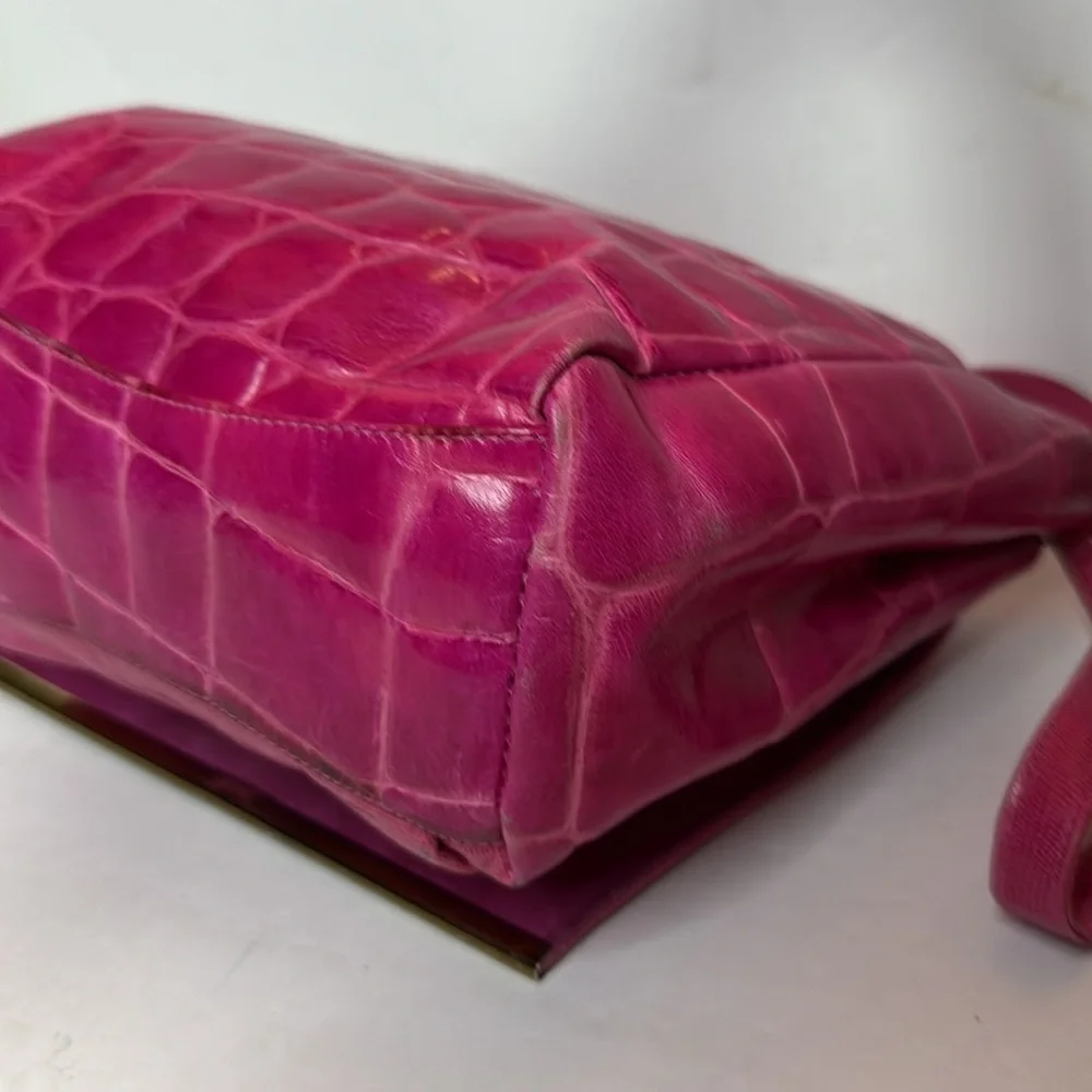 Sharif vintage Pink crocodile pattern Handbag - Picture 6 of 12